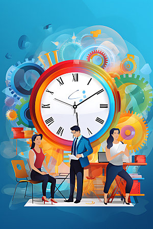 时间管理企业文化时间安排创意插画