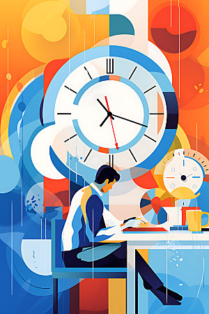 时间管理企业文化工作效率创意插画