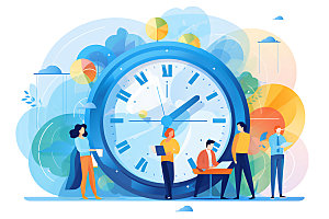 时间管理企业文化时钟创意插画