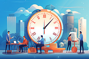 时间管理商务工作效率创意插画