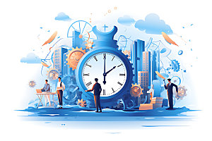 时间管理抽象企业文化创意插画