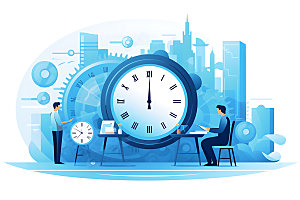 时间管理工作效率企业文化创意插画