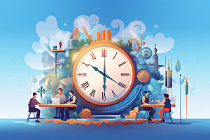 时间管理抽象时间安排创意插画