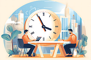 时间管理时钟时间安排创意插画