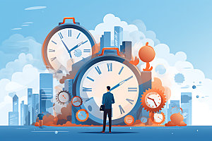 时间管理企业文化时间安排创意插画