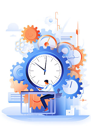 时间管理工作效率时钟创意插画