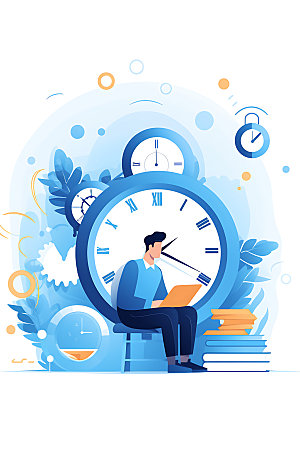 时间管理企业文化时钟创意插画