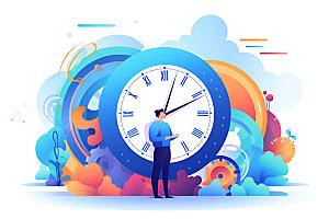 时间管理时间安排工作效率创意插画