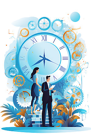 时间管理时间安排工作效率创意插画