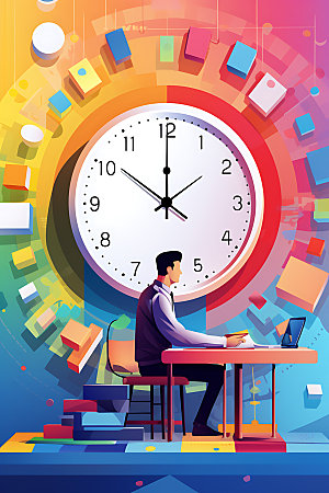 时间管理企业精神时间安排创意插画