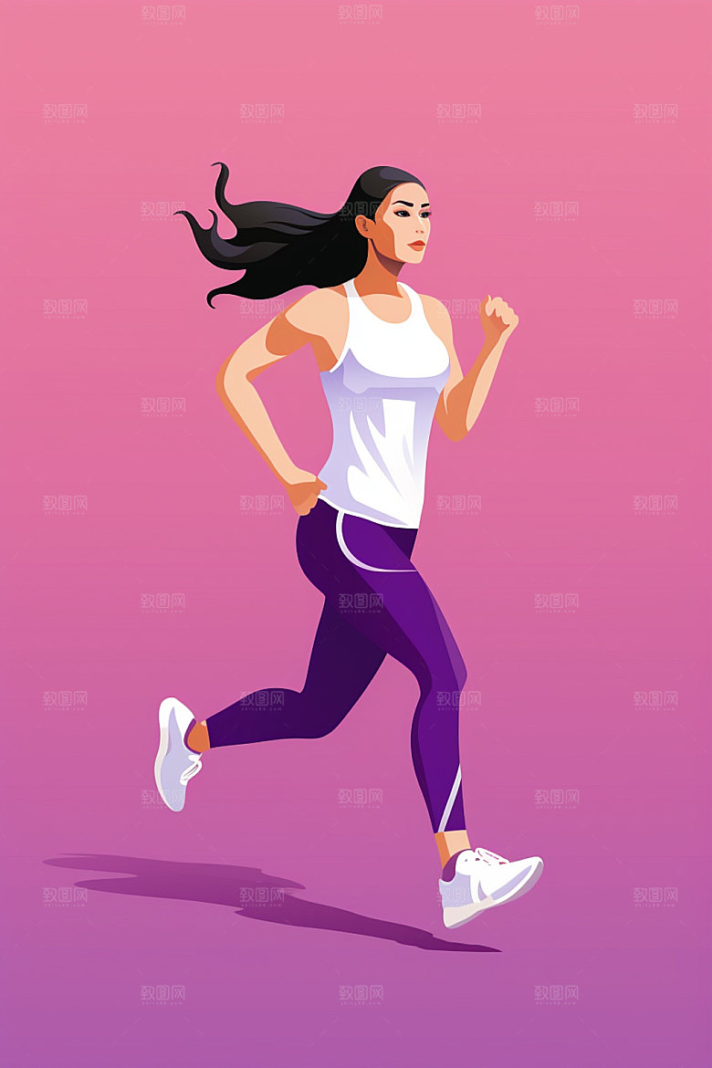 跑步运动卡通人物插画户外运动矢量素材