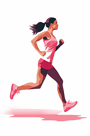 跑步运动时尚女性扁平化矢量素材