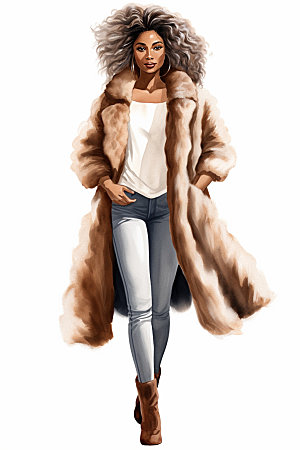 冬季时尚日常穿搭少女女性矢量素材