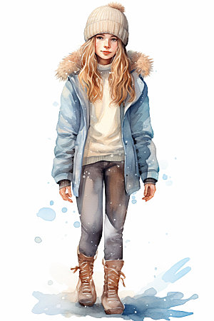 冬季时尚服装搭配人物插画矢量素材