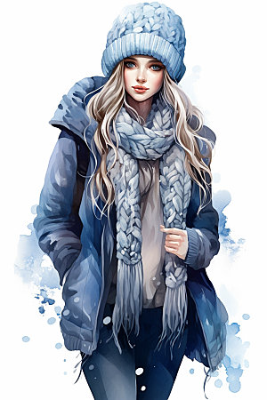 冬季时尚气质日常穿搭矢量素材