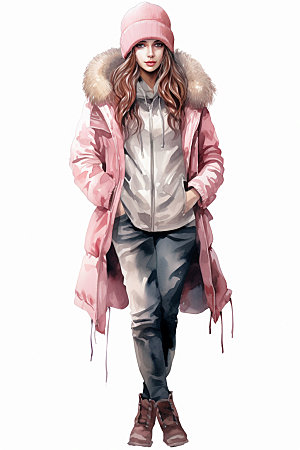 冬季时尚日常穿搭人物插画矢量素材