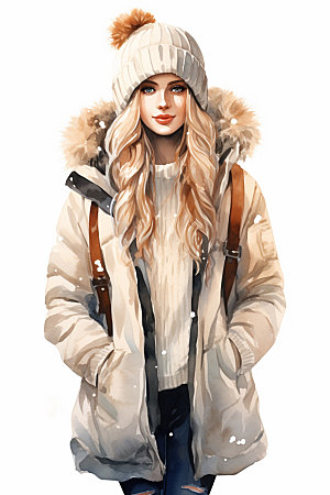 冬季时尚少女女性气质矢量素材
