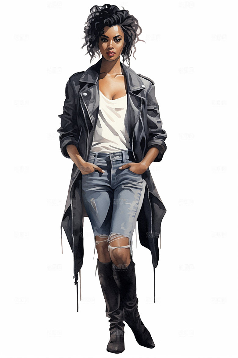 冬季时尚人物插画服装搭配矢量素材