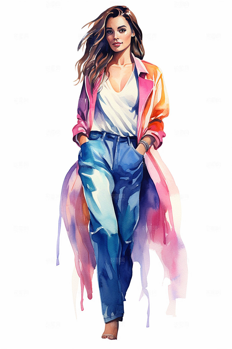 冬季时尚模特人物插画矢量素材