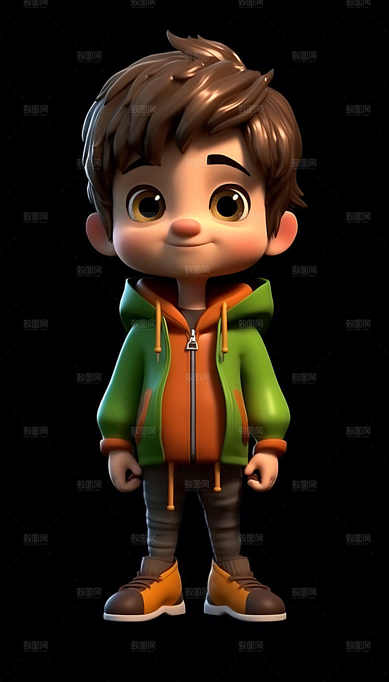 时尚男孩卡通3D人物模型