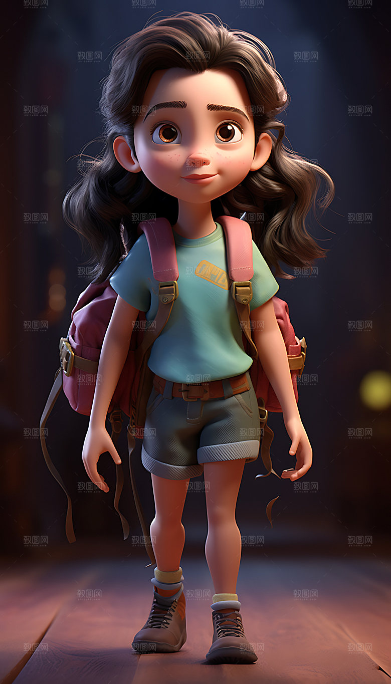 时尚女孩3D肖像人物模型