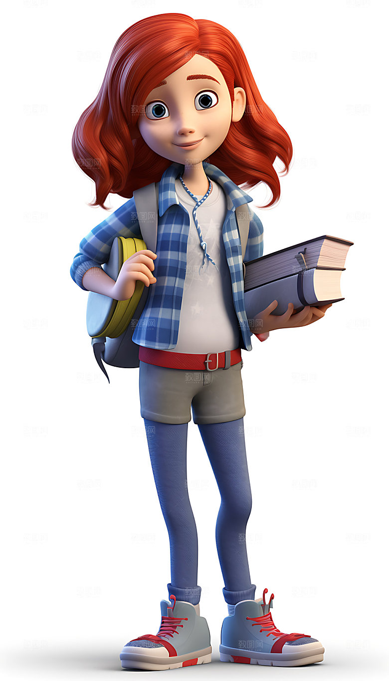 时尚女孩卡通3D人物模型