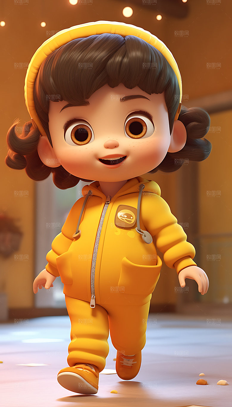 时尚女孩卡通3D人物模型