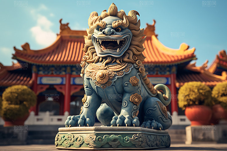 石狮子高清文物摄影图