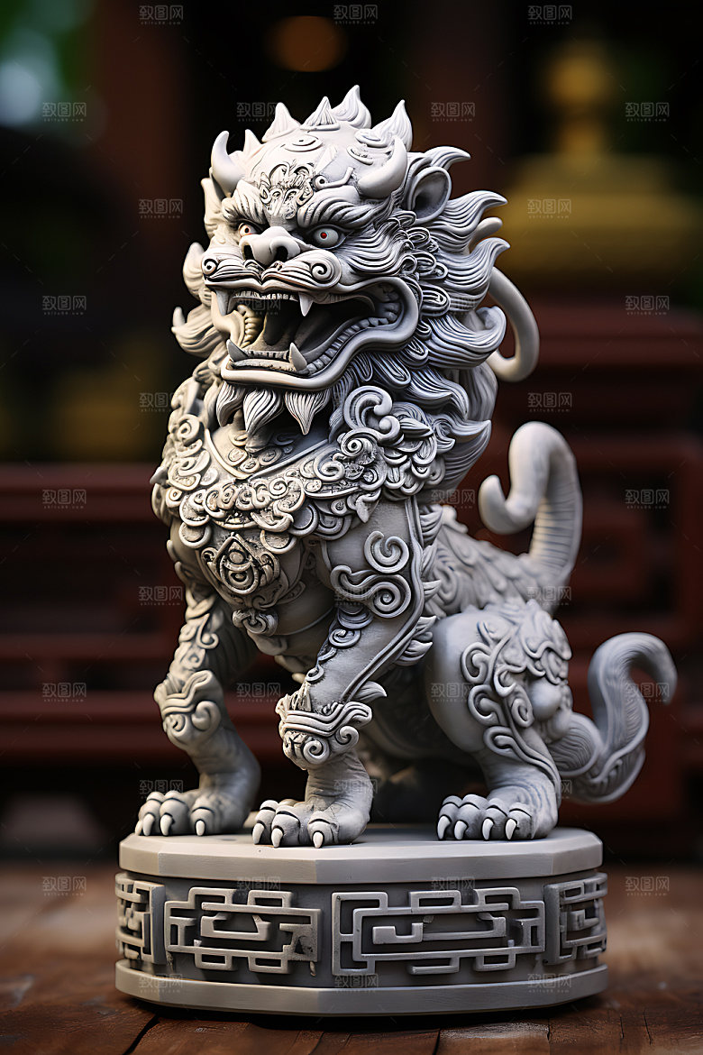 石狮子石刻传统文化摄影图