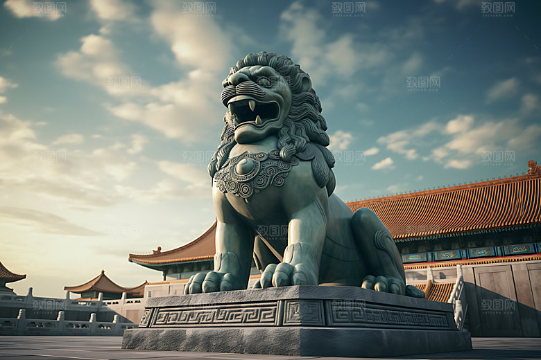 石狮子石刻传统文化摄影图