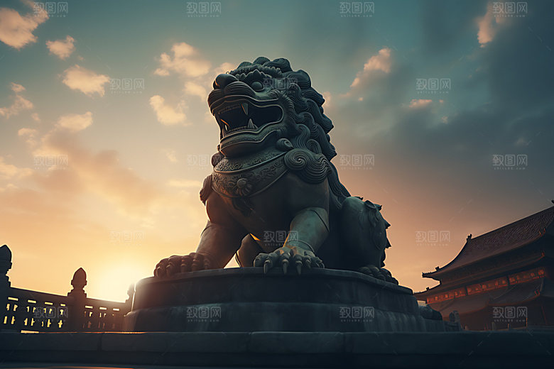 石狮子传统文化高清摄影图