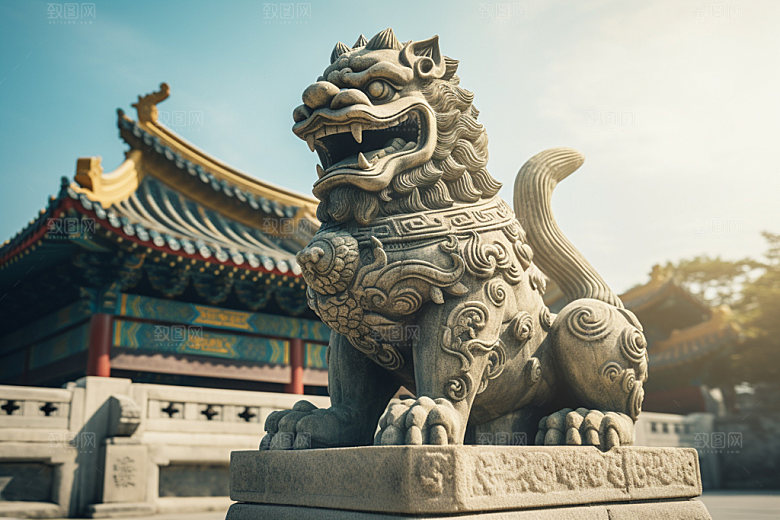 石狮子高清镇宅平安摄影图