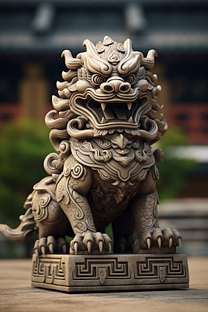 石狮子传统文化高清摄影图