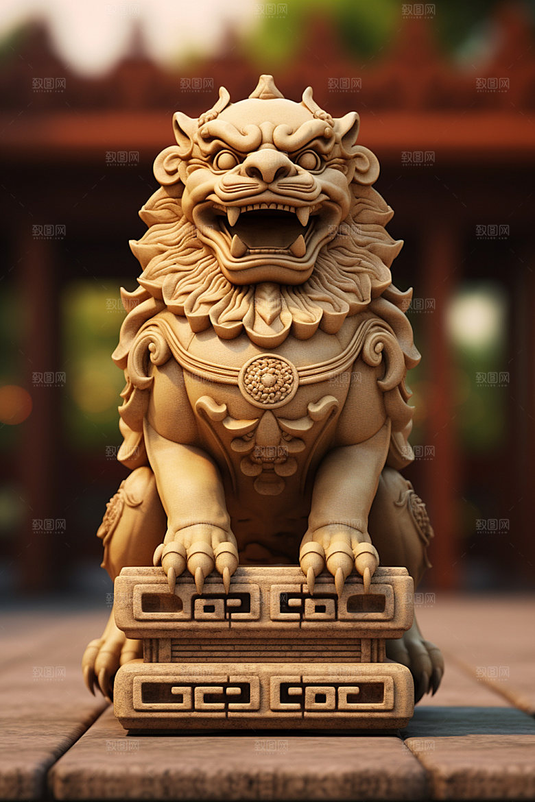 石狮子传统文化高清摄影图