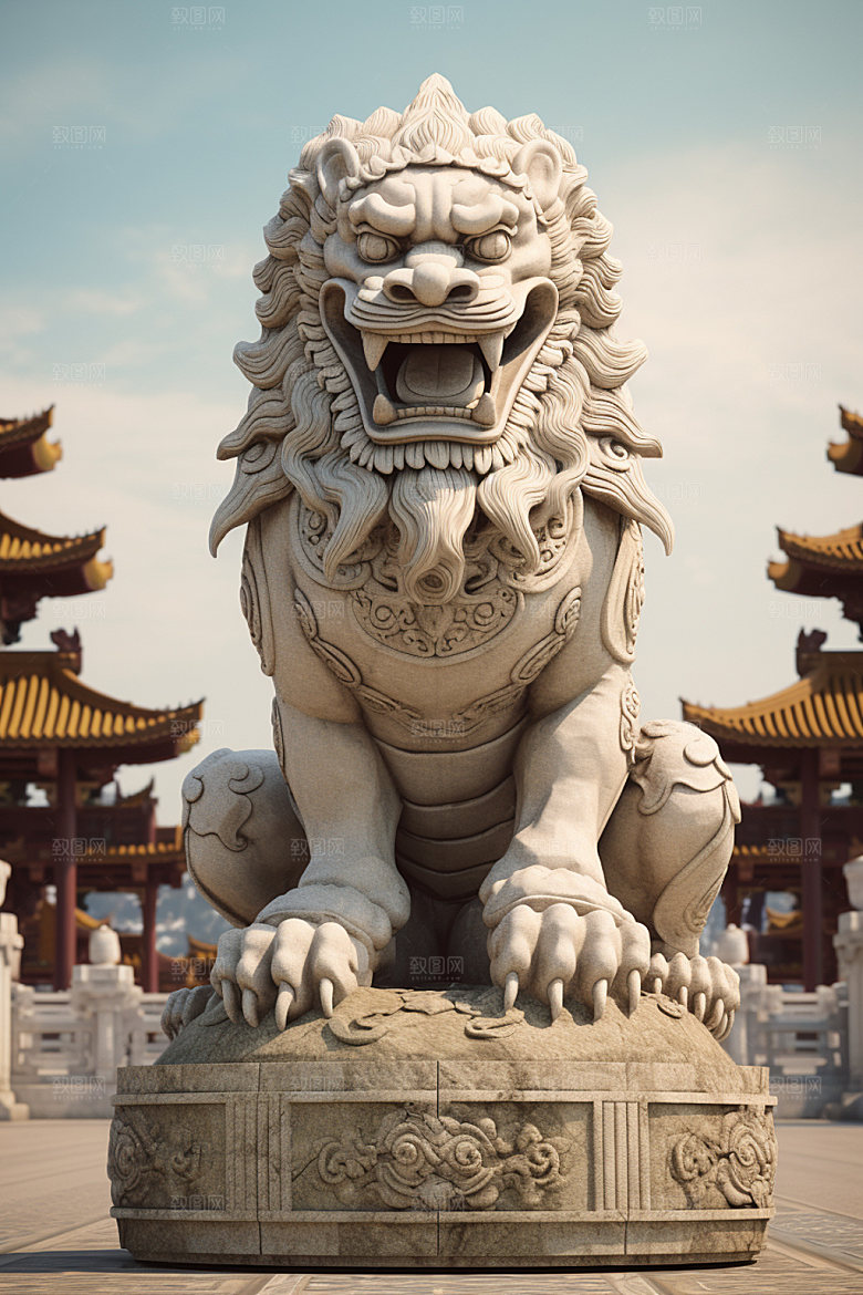石狮子传统文化高清摄影图