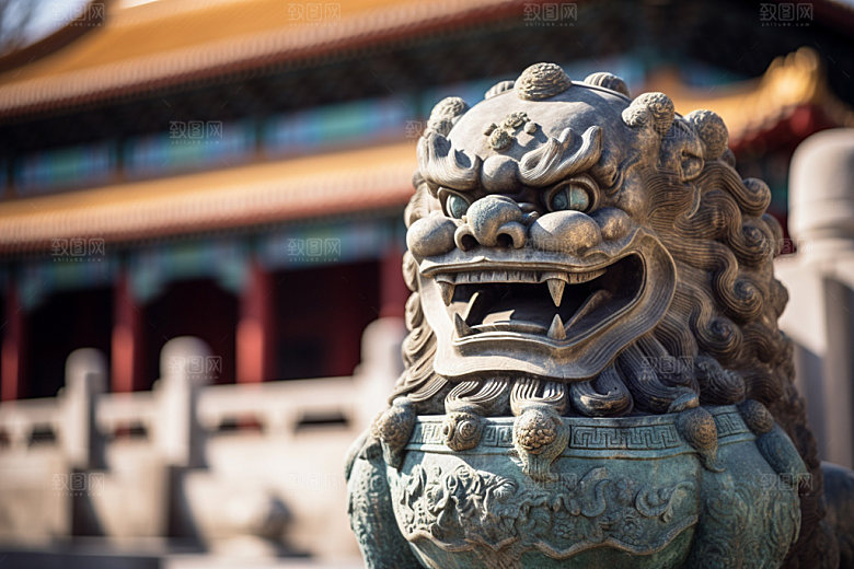 石狮子石像高清摄影图