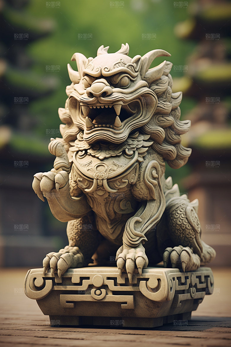 石狮子高清传统文化摄影图
