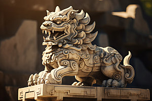 石狮子石像传统文化摄影图