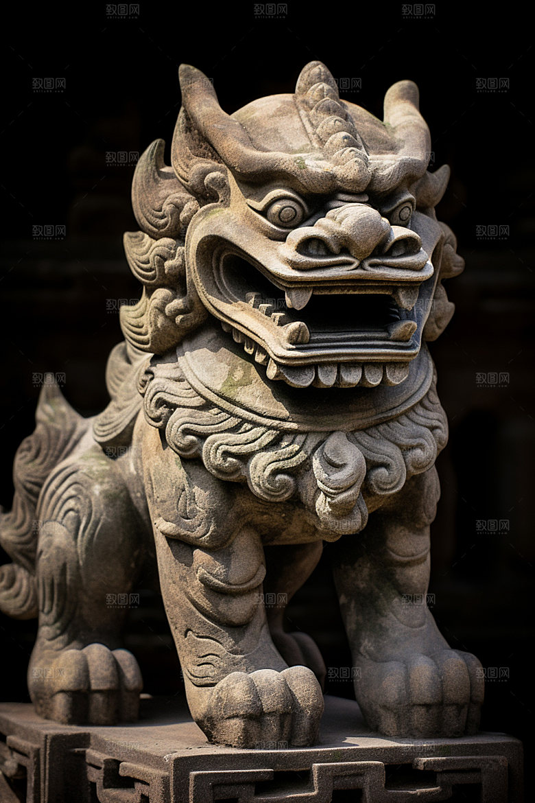 石狮子高清传统文化摄影图