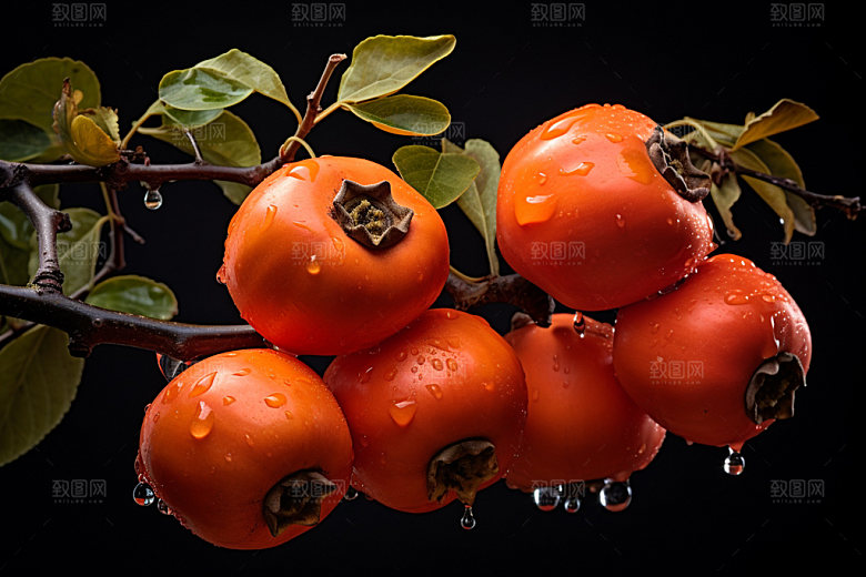 柿子霜降植物摄影图