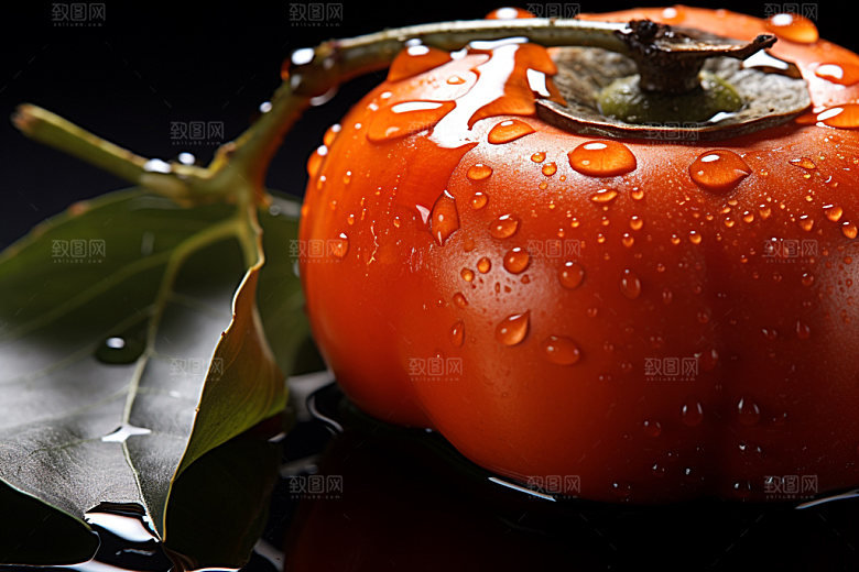 柿子水果植物摄影图