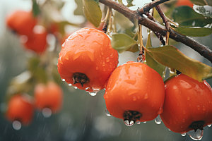 柿子水果新鲜摄影图