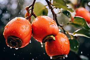 柿子自然霜降摄影图