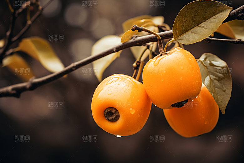 柿子植物水果摄影图