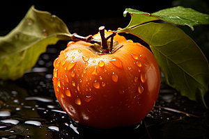 柿子植物水果摄影图