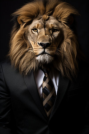 西装狮子动物企业文化素材