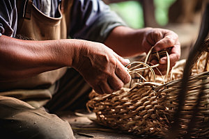 手工编织传统文化竹艺摄影图