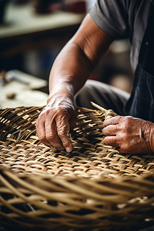 手工编织传统文化手工艺摄影图