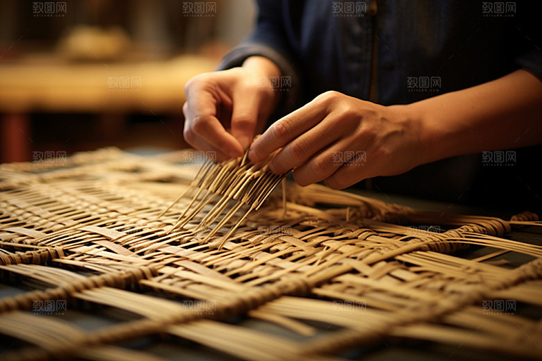 手工编织非遗手工艺摄影图