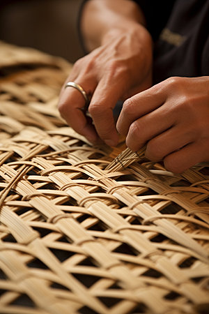 手工编织竹艺传统文化摄影图
